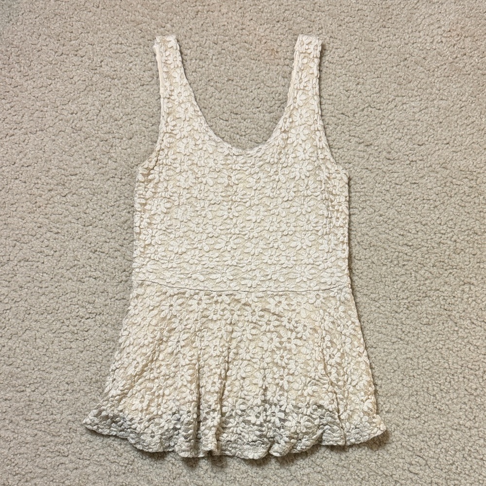 Pins & Needles Ivory Floral Lace Peplum
